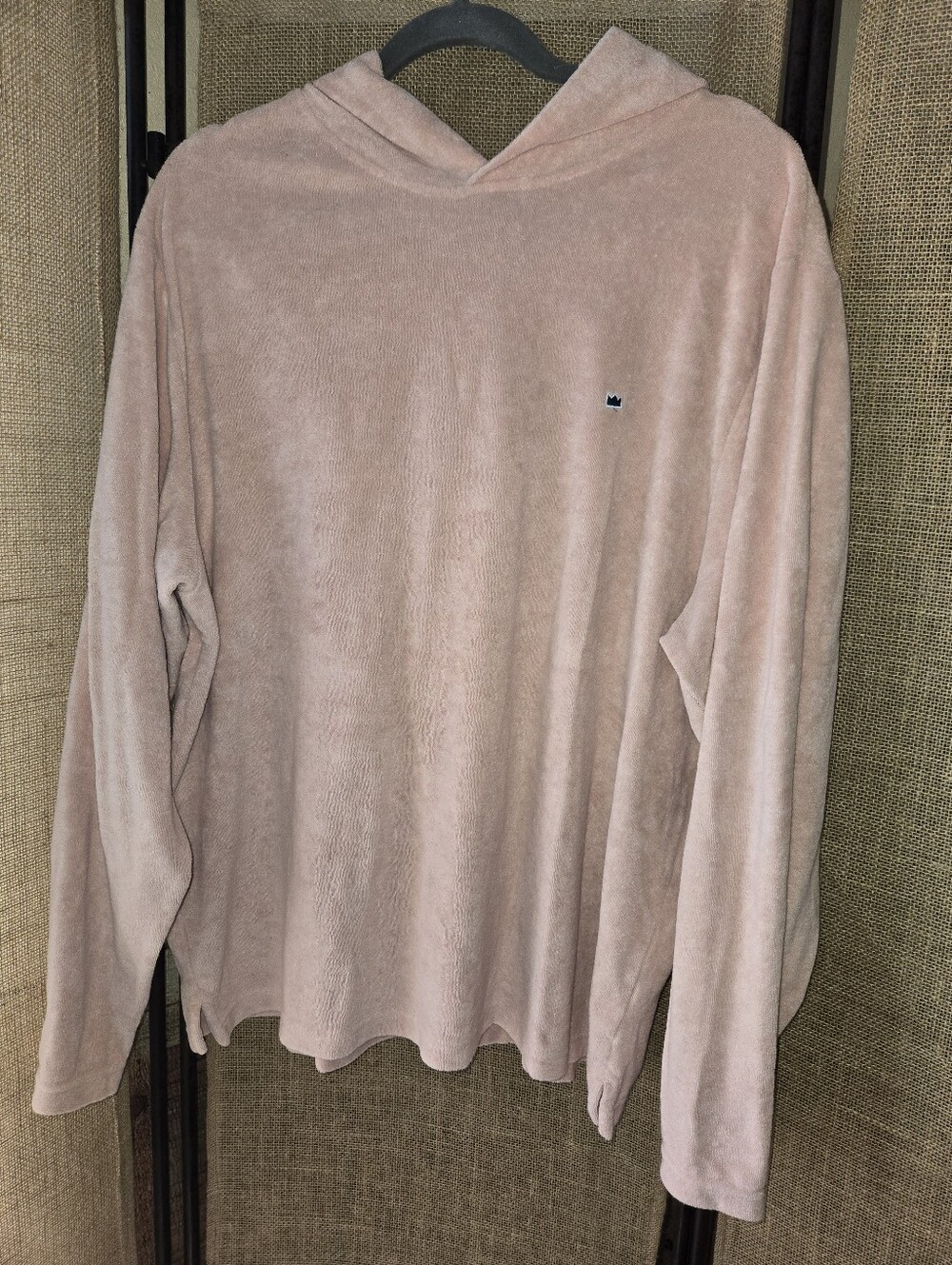 Women's Crown & Ivy Hooded Terrycloth Long Sleeve Top - Blush Pink